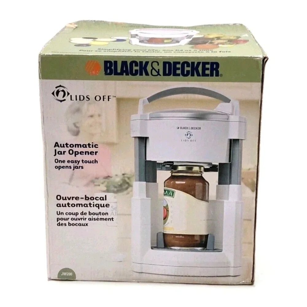 Black & Decker Lids Off Automatic Electric Jar Opener JW200 White New